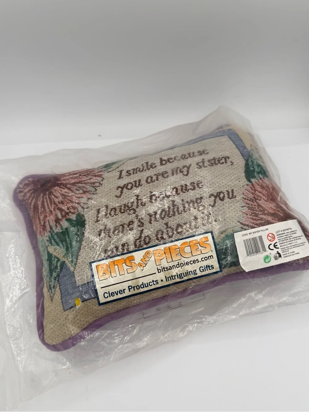 Bits and Pieces My Sister Tapestry Floral Sister Quote Pillow 14x10 Rectangle
